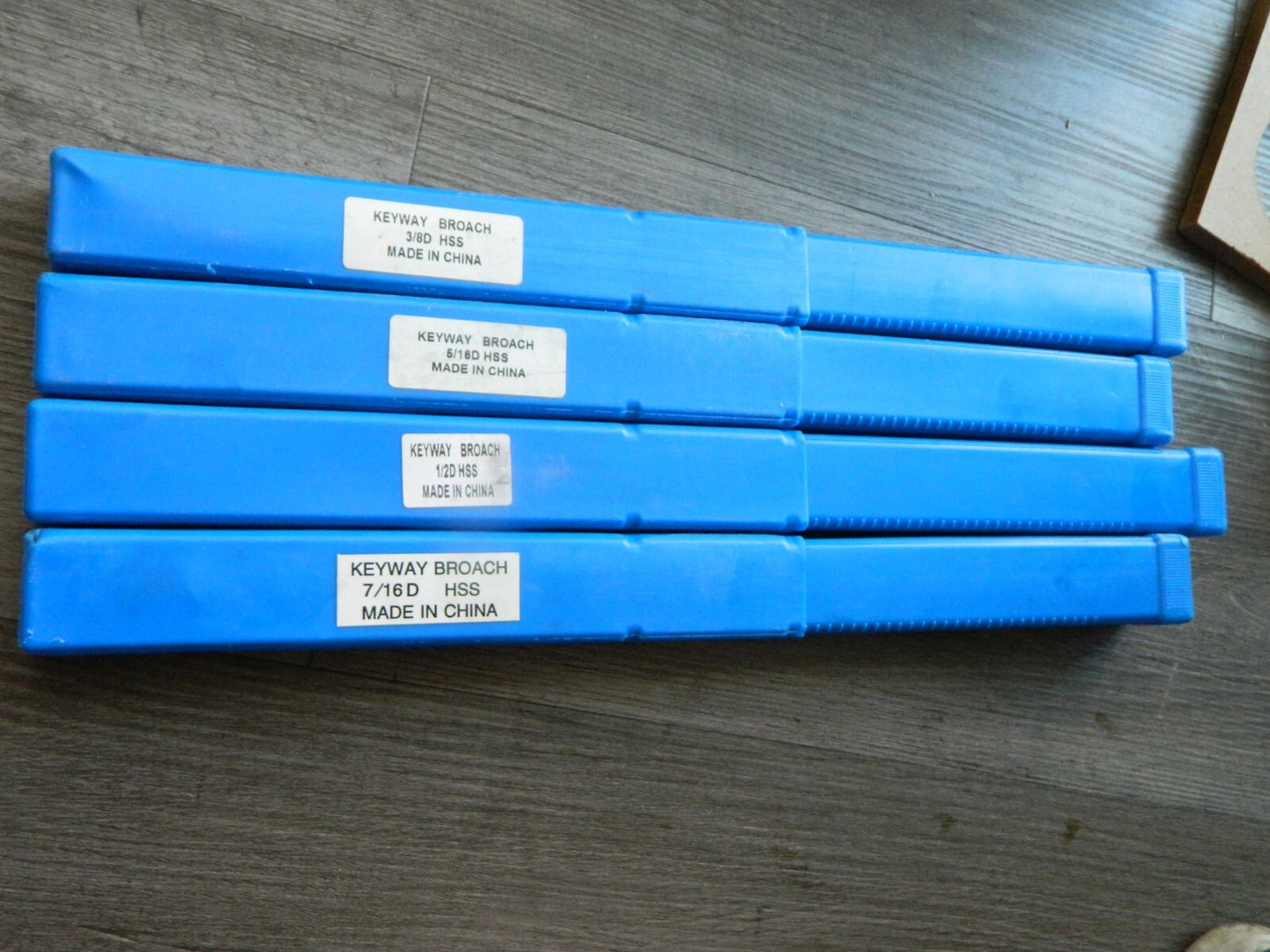 4PC 1/2-D,5/16-D,3/8-D,7/16"-D HSS STANDARD KEYWAY BROACH WITH SHIMS