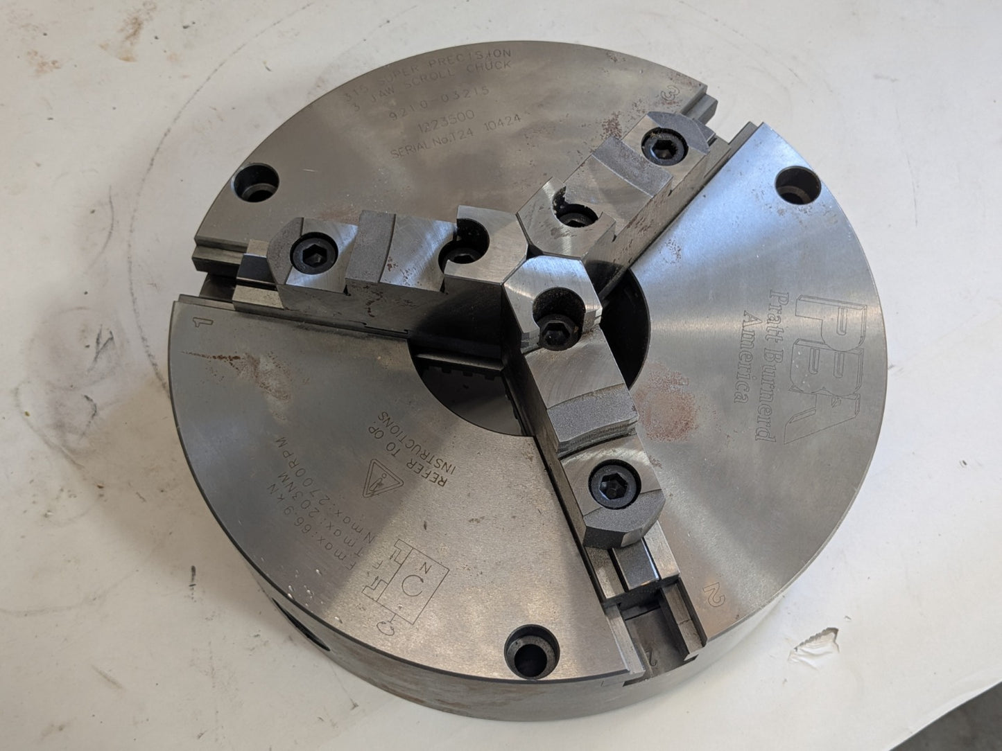 Pratt Burnerd Precision Lathe Chuck 3-Jaw Self Centering 12" Diameter 12235