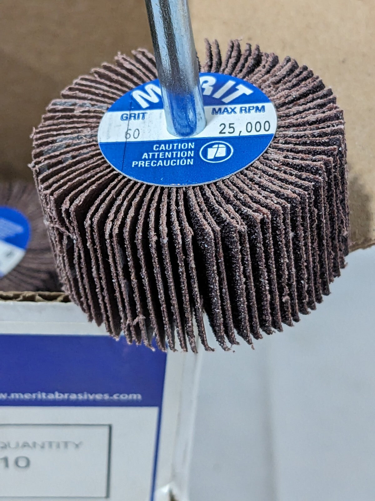 Merit Mounted Flap Wheel: 2" Dia, 1" Face Width, 60 Grit, AO Qty 10 08834137370