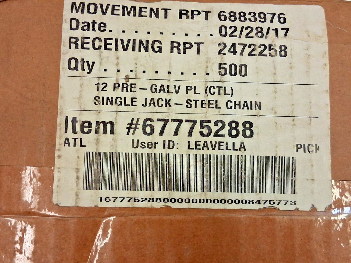 Pro Steel Single Jack Chain 500ft Total Coil Length 67775288