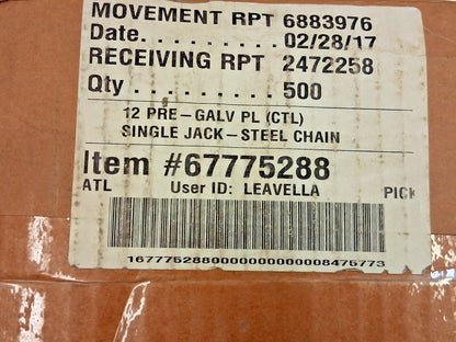 Pro Steel Single Jack Chain 500ft Total Coil Length 67775288