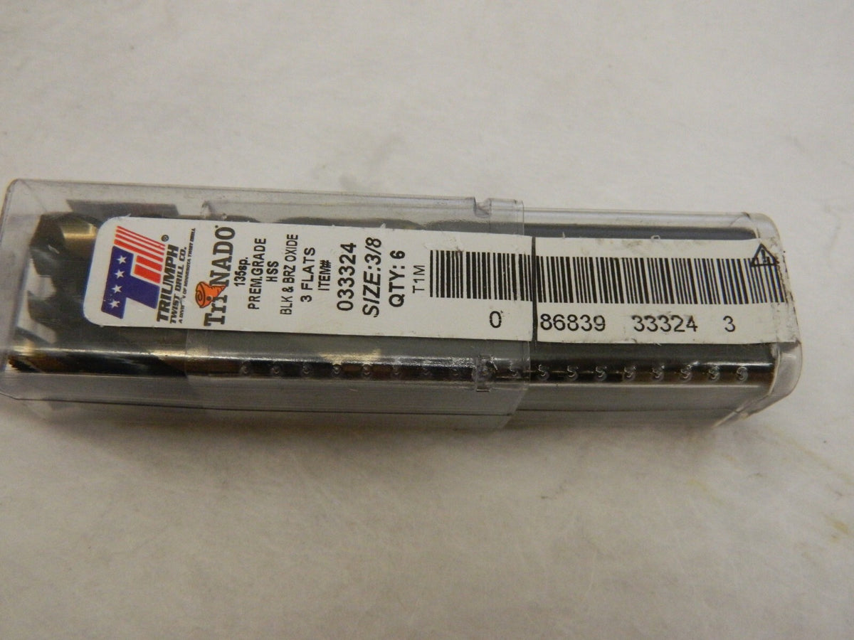 TRIUMPH TWIST DRILL Mechanics Drill Bits 3/8" Dia HSS Split Point QTY 6 033324