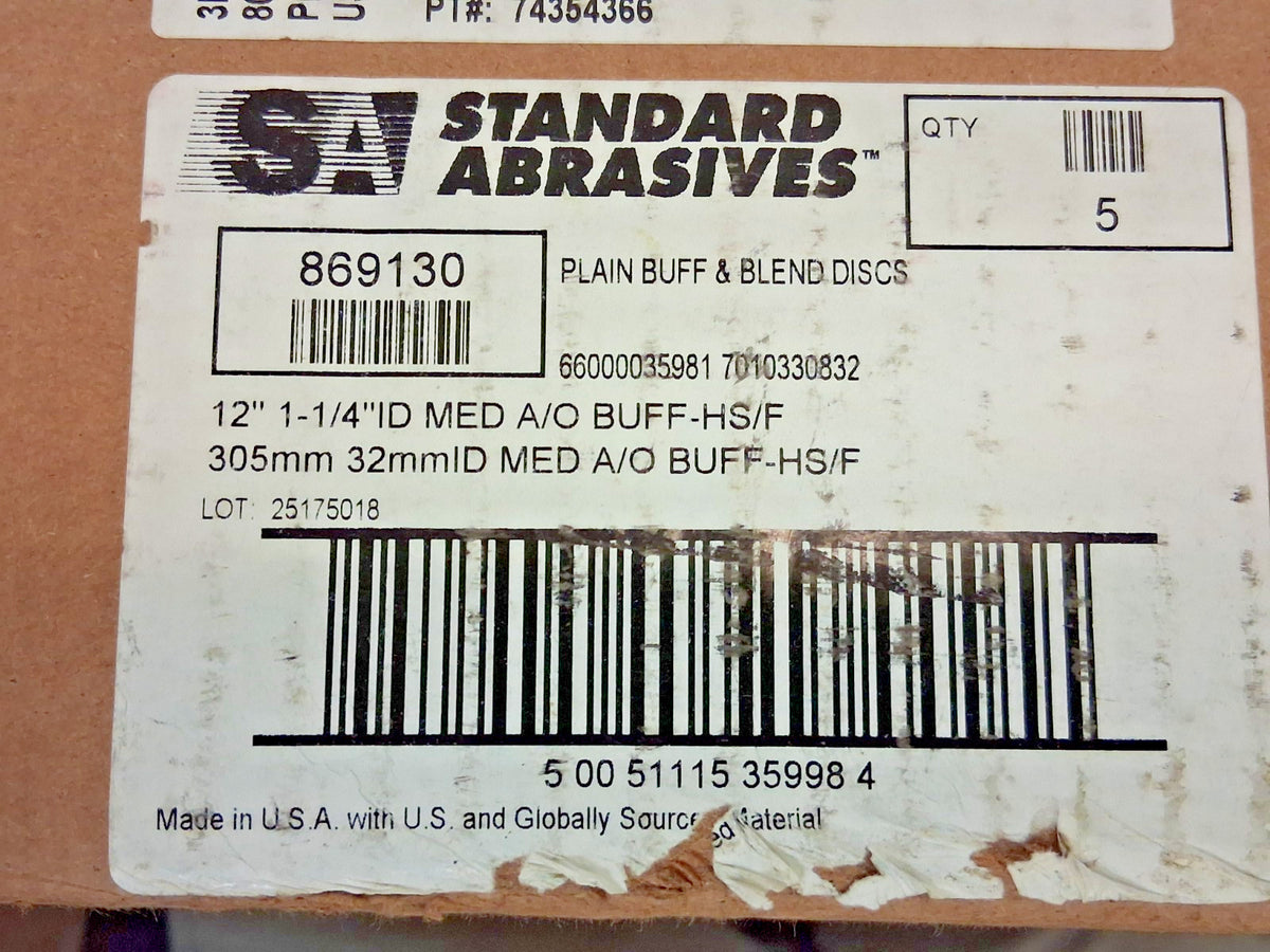 Standard Abrasives Buff &amp; Blend HS-F Discs 5pk 12" 1-1/4" 869130