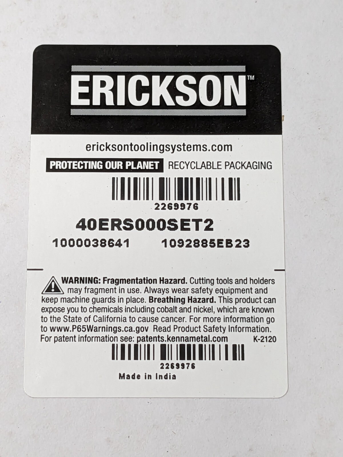 ERICKSON 28 Piece Collet Set ER40 1/8 to 1" Cap 40ERS000SET2 2269976 INCOMPLETE