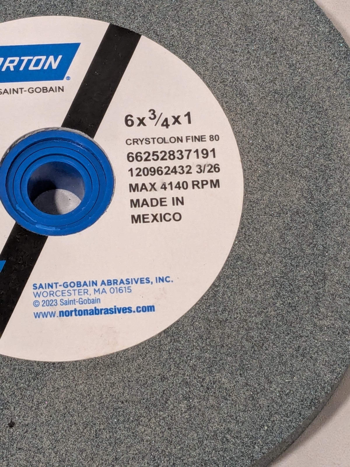 Norton Bench & Pedestal Grinding Wheel 6" Dia, 3/4" Thick, 1" Hole 66252837191