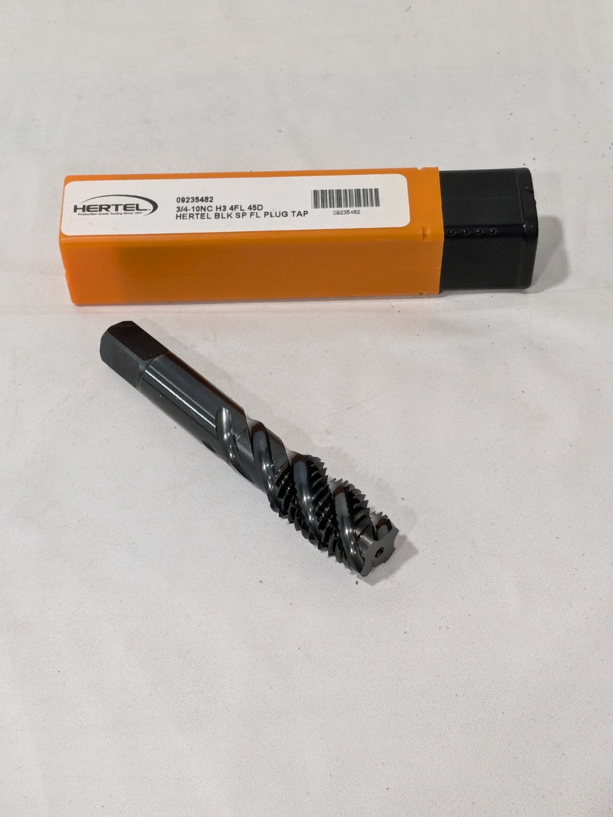 Hertel Spiral Flute Tap: 3/4-10, UNC, 4 Flute, Plug Chamfer, HSS, Oxide 09235482
