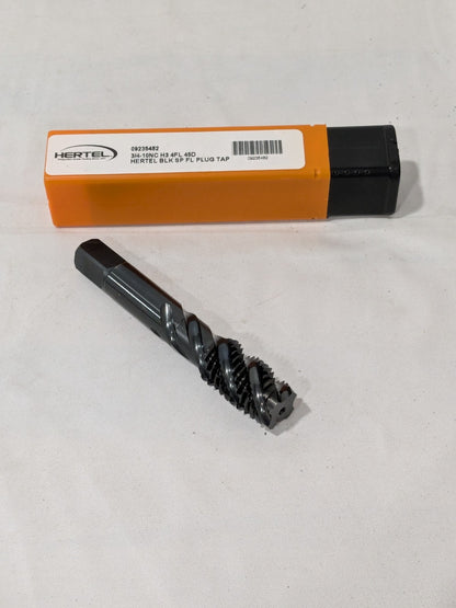 Hertel Spiral Flute Tap: 3/4-10, UNC, 4 Flute, Plug Chamfer, HSS, Oxide 09235482