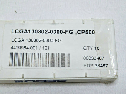 Seco Carbide Turning Inserts LCGA130302-0300-FG Grade CP500 Qty 10 38467