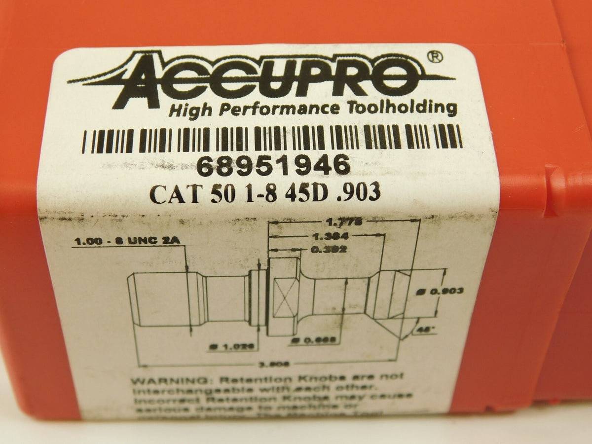 Accupro CAT50 High Torque Retention Knob 1-8 45° 0.903" Dia 68951946
