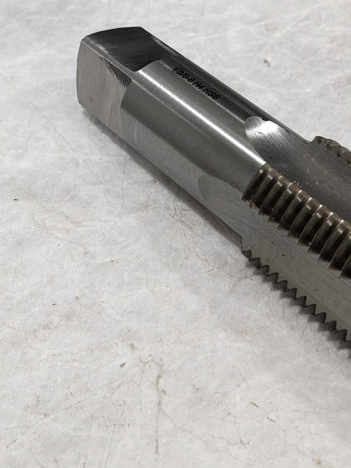 Straight Flute Tap: 1-3/8-8 4 Flute HSS 3" Thread Length, 6-1/16" OAL