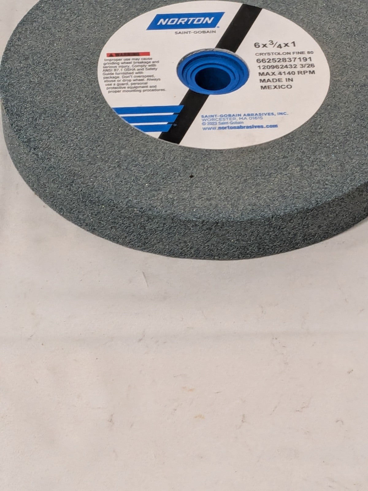 Norton Bench & Pedestal Grinding Wheel 6" Dia, 3/4" Thick, 1" Hole 66252837191