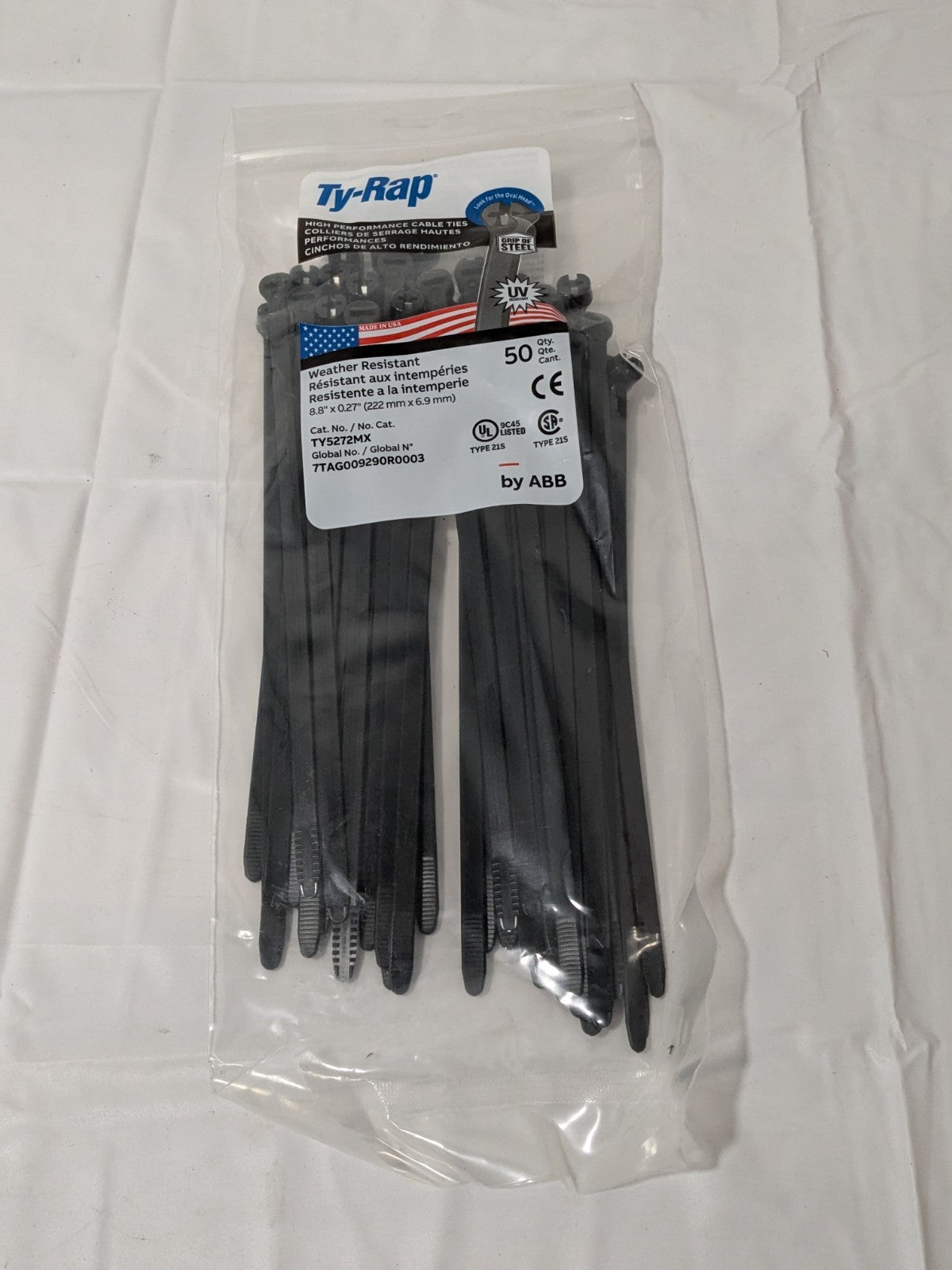 Thomas & Betts Ty-Rap 8.75" 120lb UV Black 50/bag TY5272MX