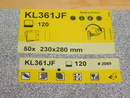 Klingspor Aluminum Oxide Sanding Sheets 9" x 11" Grit 120 KL361Jf Qty