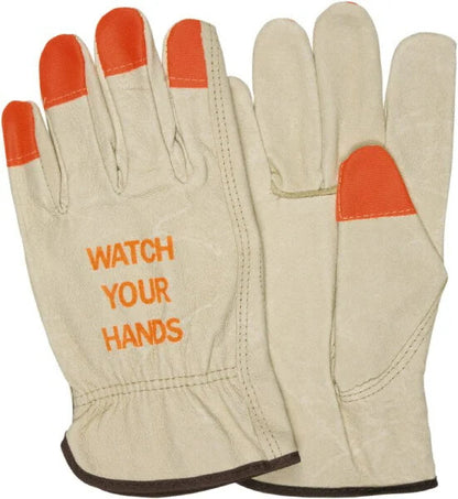 MCR Size M General Protection Work Gloves Uncoated Beige/Orange QTY 24 Pairs