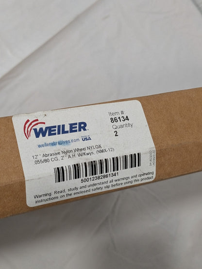 Weiler Wheel Brush: 12" Wheel Dia, 1" Face Width, 0.0550" Wire Di