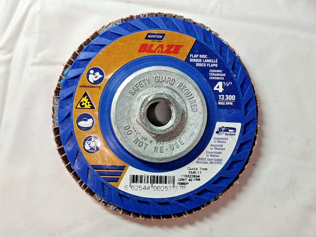 Norton Flap Ceramic Alumina Discs QTY10 4-1/2" Dia 40 Grit Type 27 66254400