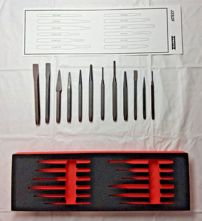 Proto 12 Piece Punch & Chisel Set W/ Modular Foam Insert Holder J2S2K