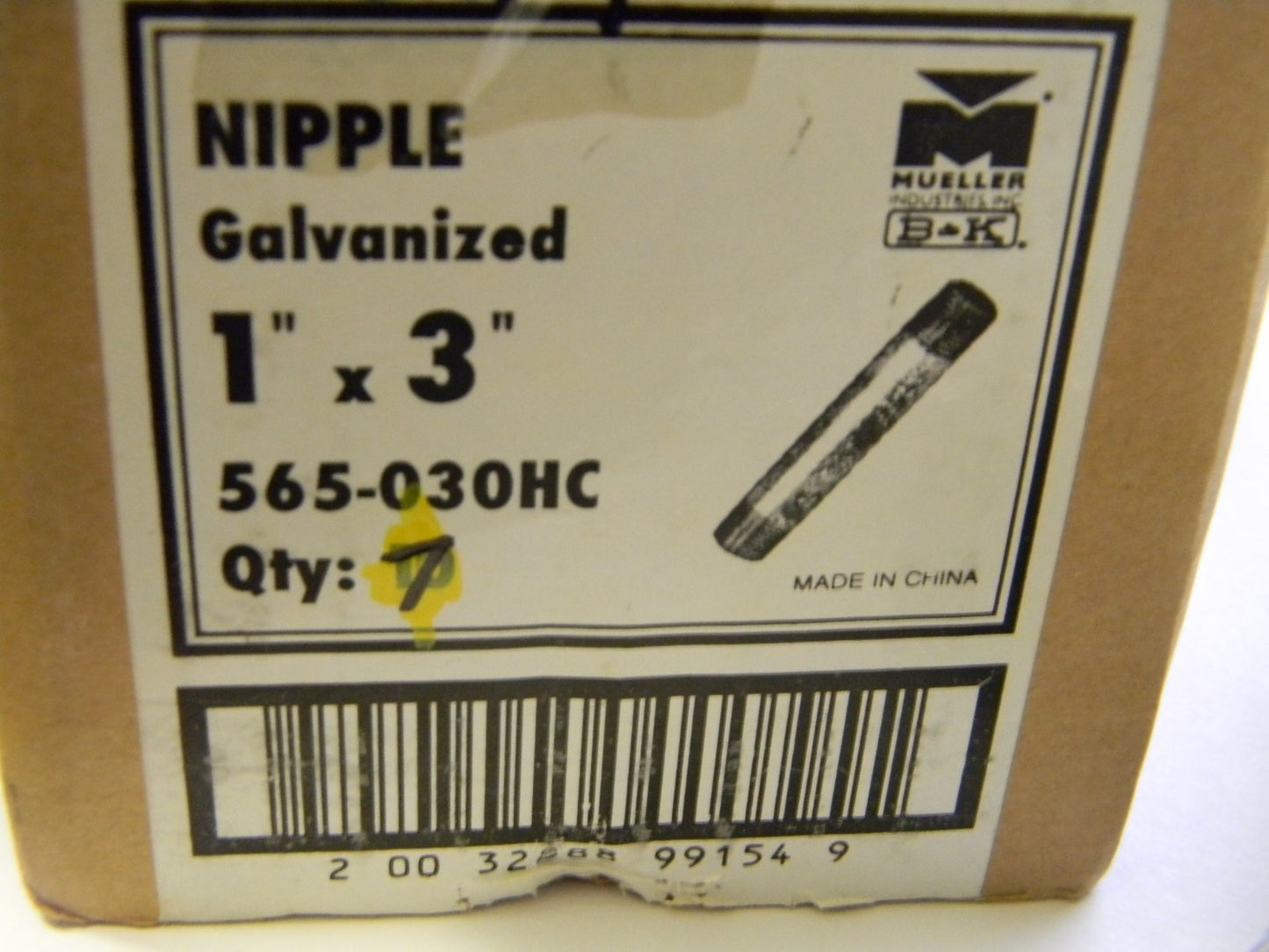 Muellar 1" x 3" Galvanized Nipples Qty. 7 565-030HC