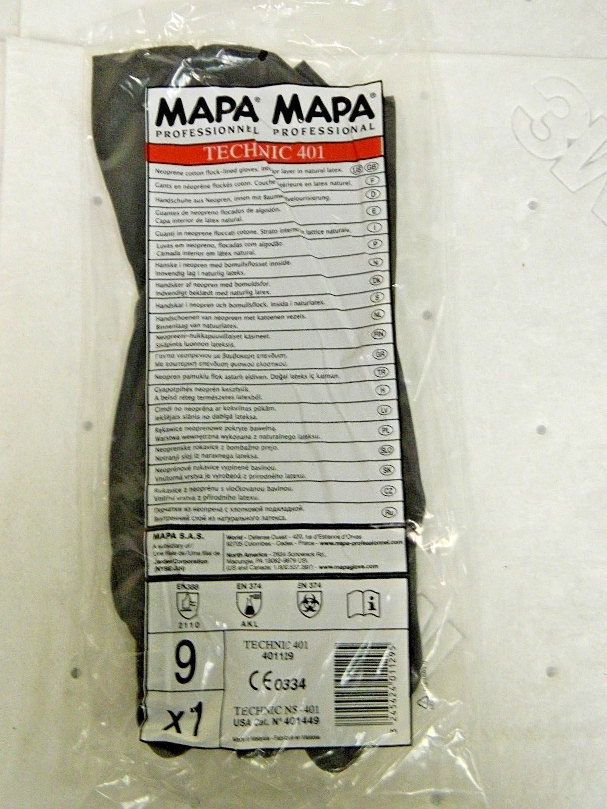 MAPA Professional Technic Neoprene Gloves Size LARGE (9) Qty 12-Pairs 401449