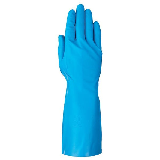 (12)Ansell Chemical Resistant Gloves, Nitrile, Full, Gauntlet, Blue, Sz 8 58-010