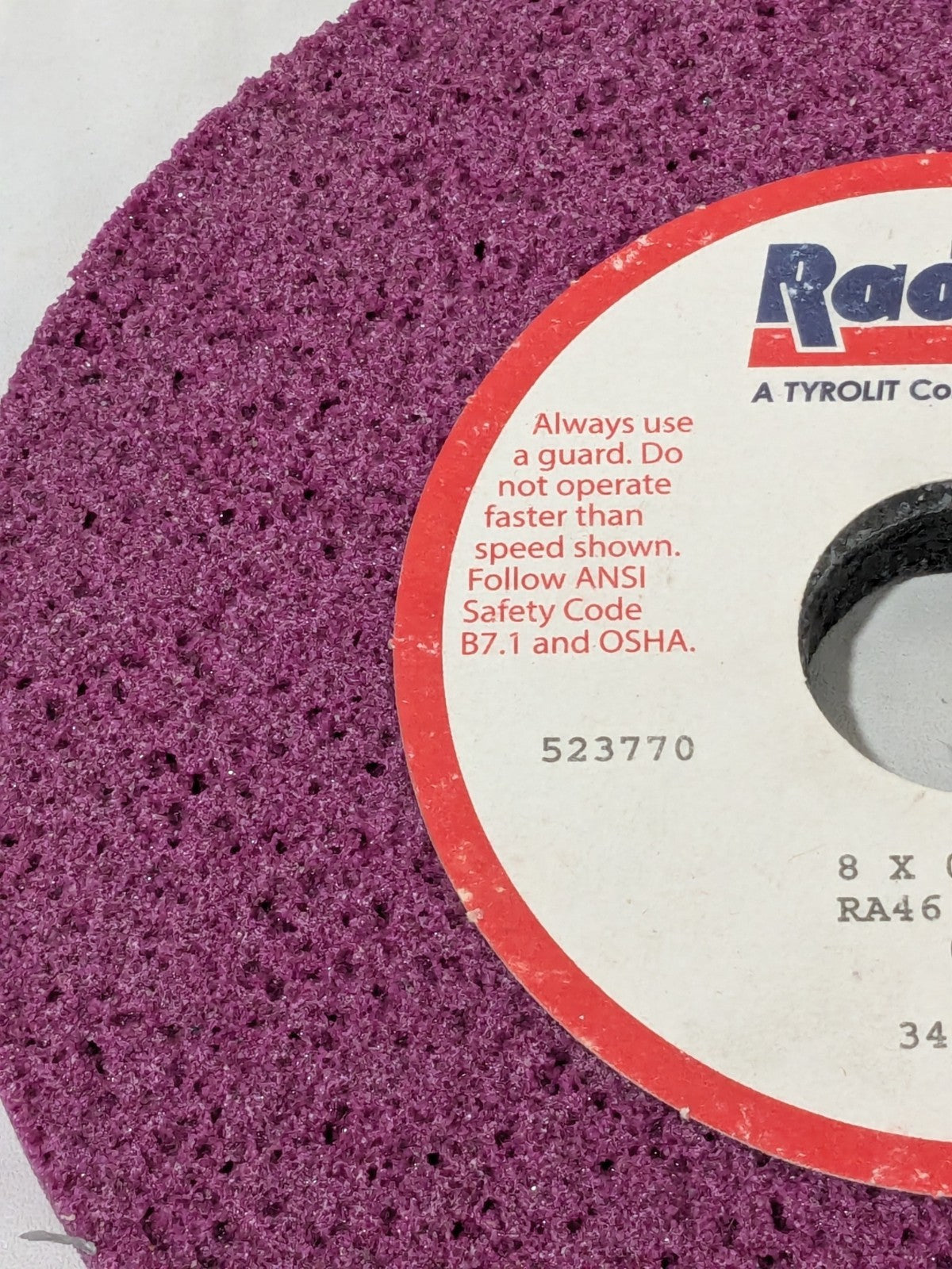RADIAC 8" Diameter Surface Grinding Wheel - 1-1/4" Hole Size, H Wheel 34078811