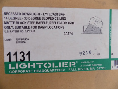 Lightolier Shallow Slope Ceiling Reflector Trim 6-3/4" Black Baffle/White Trim