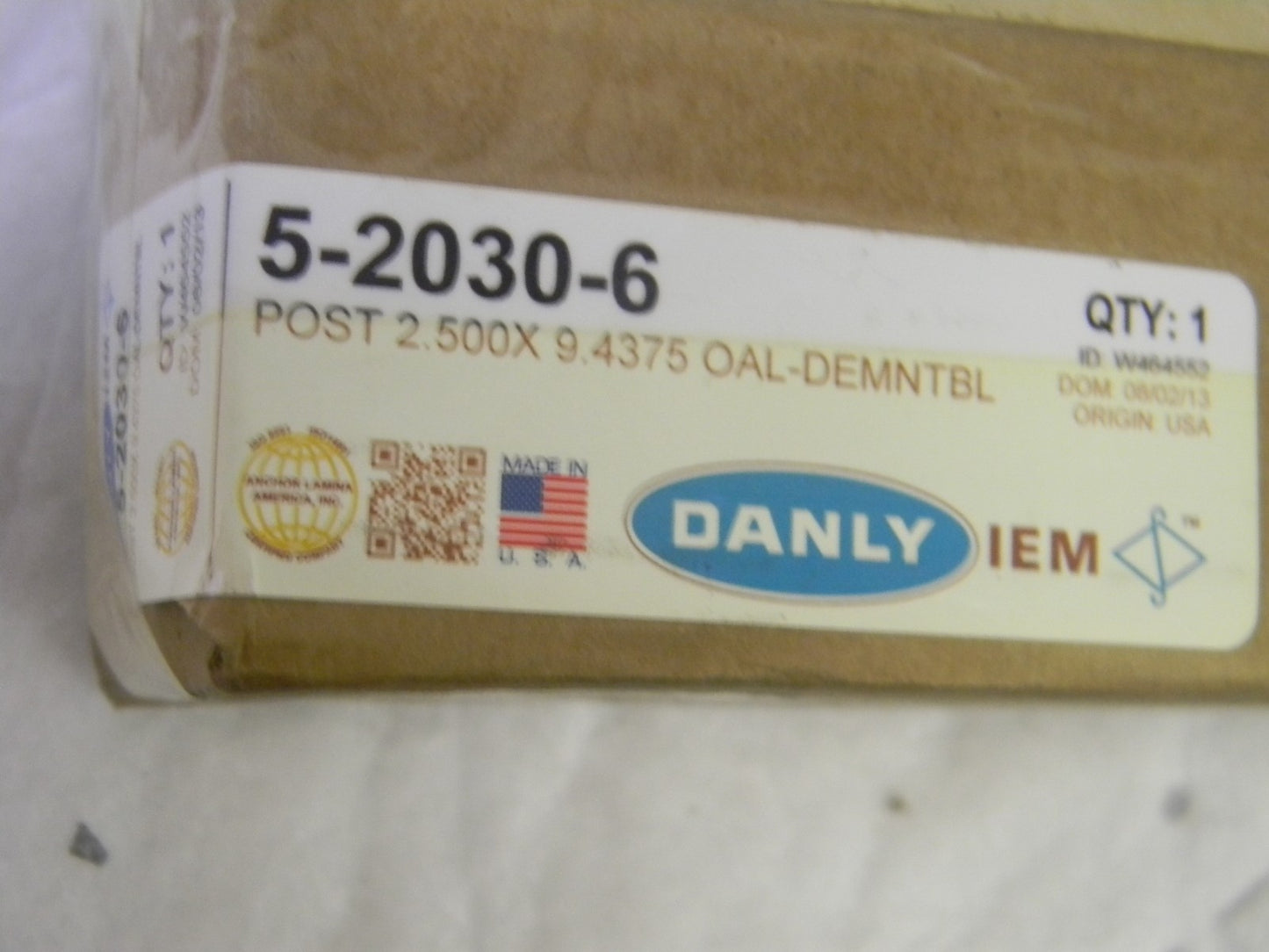 Danly Demountable Precision Guide Post 2-1/2 Dia 7-1/2 Working Length 5-2030-6
