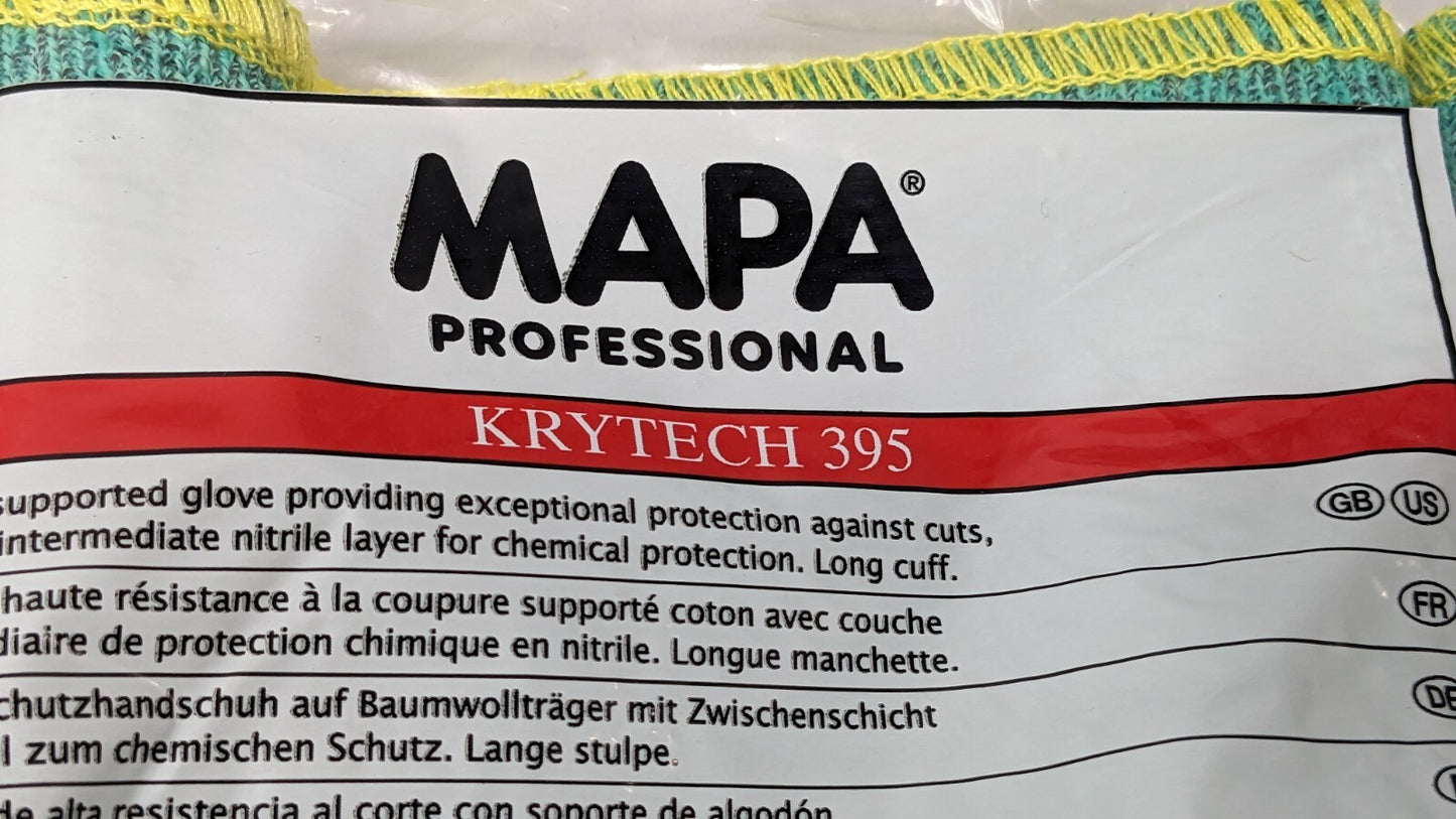 4 PAIRS MAPA KryTech 395 Cut & Chemical Resistant Gloves Green Size 9 395319