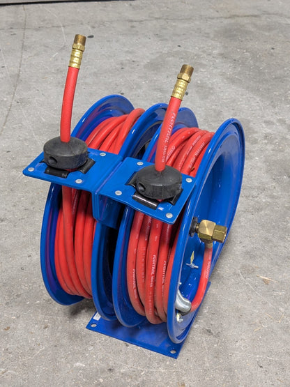 CoxReels Spring Retractable Dual Hose Reel 50 Ft. x 3/8 In. C-LP-350-350