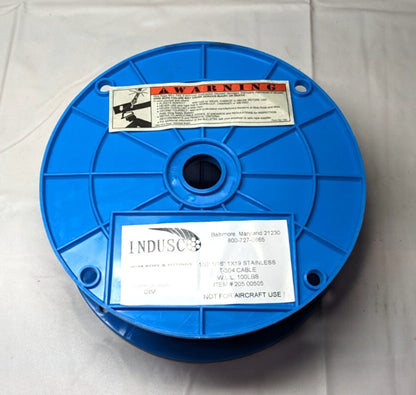 INDUSCO 1/16" 1x19 T304 Stainless Steel Wire Rope 100lbs WLL  205 00505