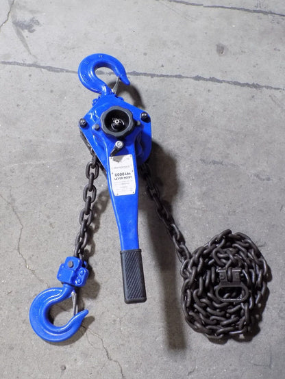 WorkSmart Manual Lever Chain Hoist 6000 Lbs Capacity 10 Ft Lift WS-MH-HOIST-007