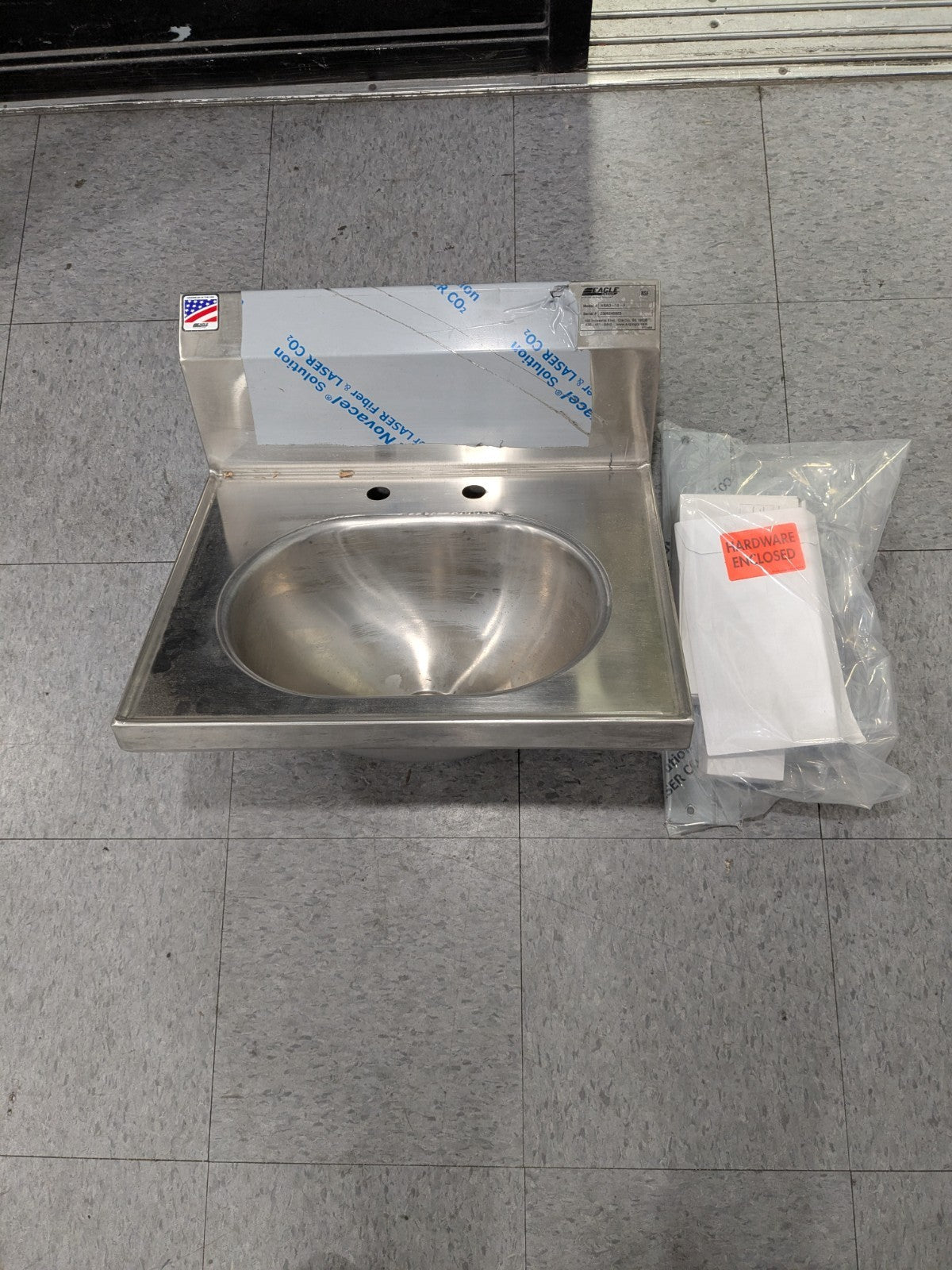 EAGLE Stainless Steel Handsink, Wall Mount, Gooseneck Faucet HSAD-10-F