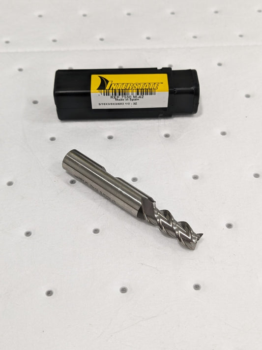 Interstate Cobalt Square End Mill 5/16" x 3/4" LOC 3 Flute .7530 M-42