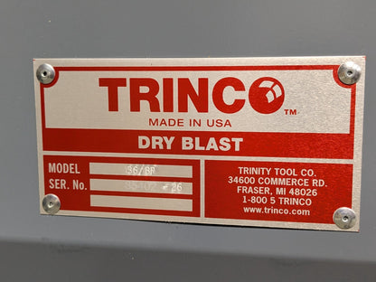 Trinco Model 36 Sandblast Cabinet w/ Dust Collector 36" x 24" x 23" Workspace