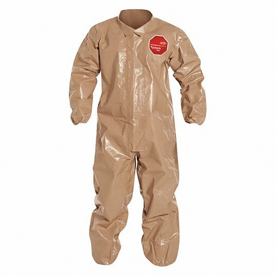 Box of 6 Dupont Tychem5000 Collared Disposable Coveralls Tan 2X C3125TTN2X000600