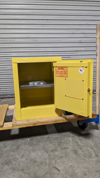 SECURALL CABINETS Standard Cabinet Manual Closing 1 Shelf Yellow Steel Damaged
