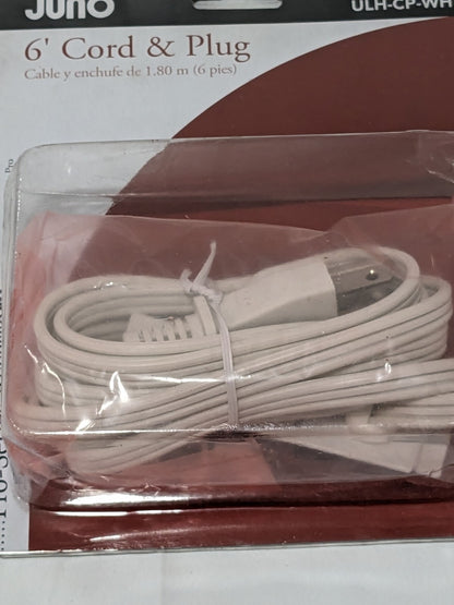 Juno Lighting 6’ Cord And Plug Connector 3-Wire White ULH-CP-WH