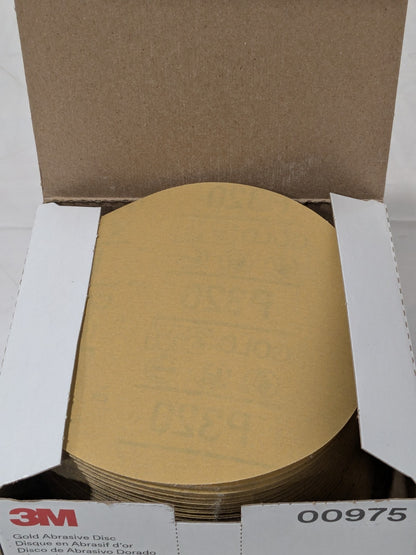 100ct 3M Gold Abrasive 6" Hookit Sanding Discs - Grit P320 00975