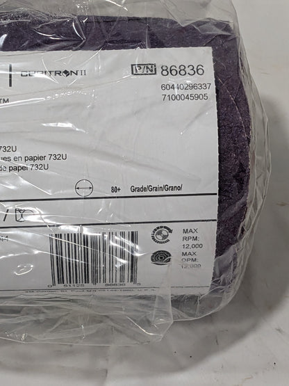 3M 6" Dia PSA Disc Roll: 80 Grit, Premium Ceramic Alumina 7100045905