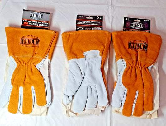 QTY 3 IRONCAT Fleece lined Goatskin MIG Welding Gloves XL 6143/XL