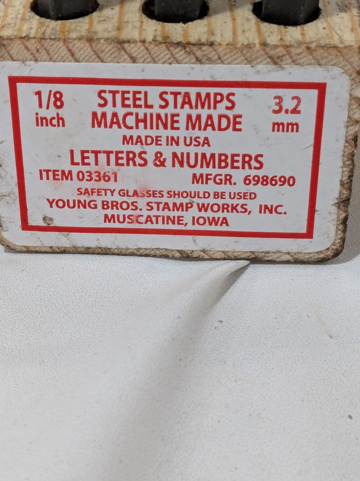Young Bros. Standard Stamp Set: 1/8" Character, 34 pc 03361 INCOMPLETE