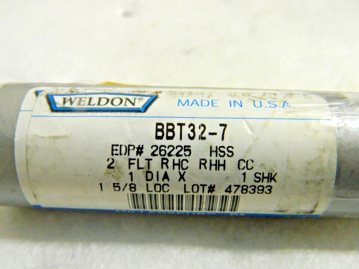Weldon Square End Mill HSS RH 1" Diam x 15/8" LOC 2FL BBT32-7