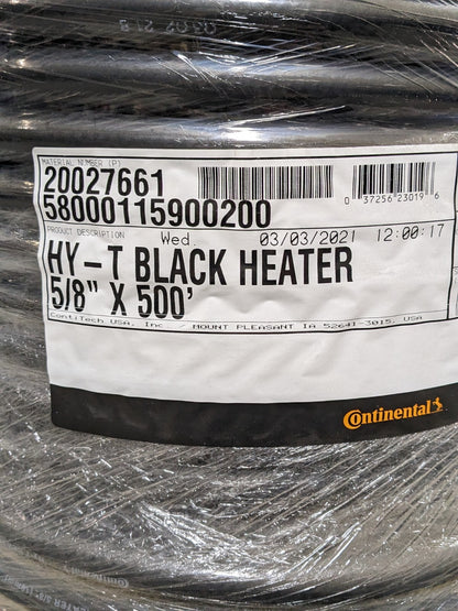 500 Ft of Continental HY-T Black Heater Hose 5/8 In ID 60 PSI Max 20027661
