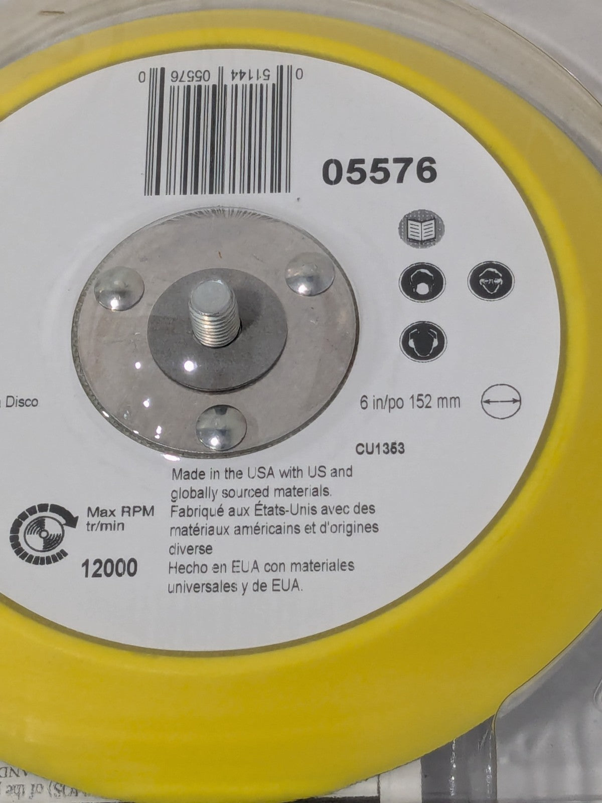 3M Disc Backing Pad: 6" Dia, Adhesive/PSA 7000045680