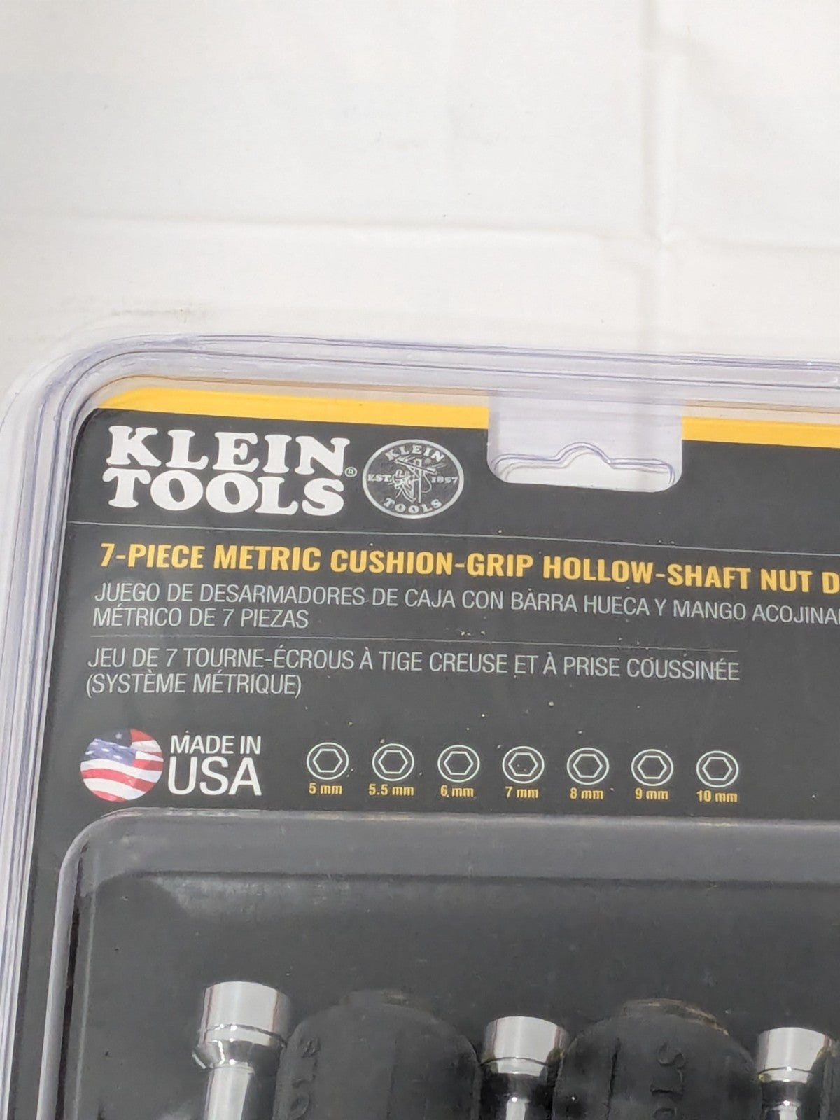 Klein Tools Nut Driver Set: 7 Pc, 5 to 10 mm, Hollow Shaft 65160