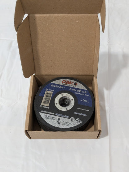 (25) CGW Cutoff Wheel: Type 1, 4-1/2" Dia, 0.0350" Thick, 7/8" Hole 45010