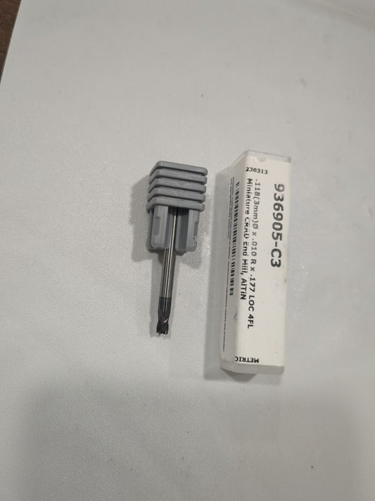 HARVEY TOOL Corner Radius End Mill 3.00mm Dia 4 Fl Solid Carbide 936905-C3