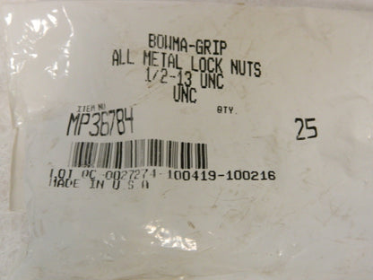 BOWMA-GRIP ALL METAL LOCK NUT 1/2-13 UNC QTY 25 MP26784