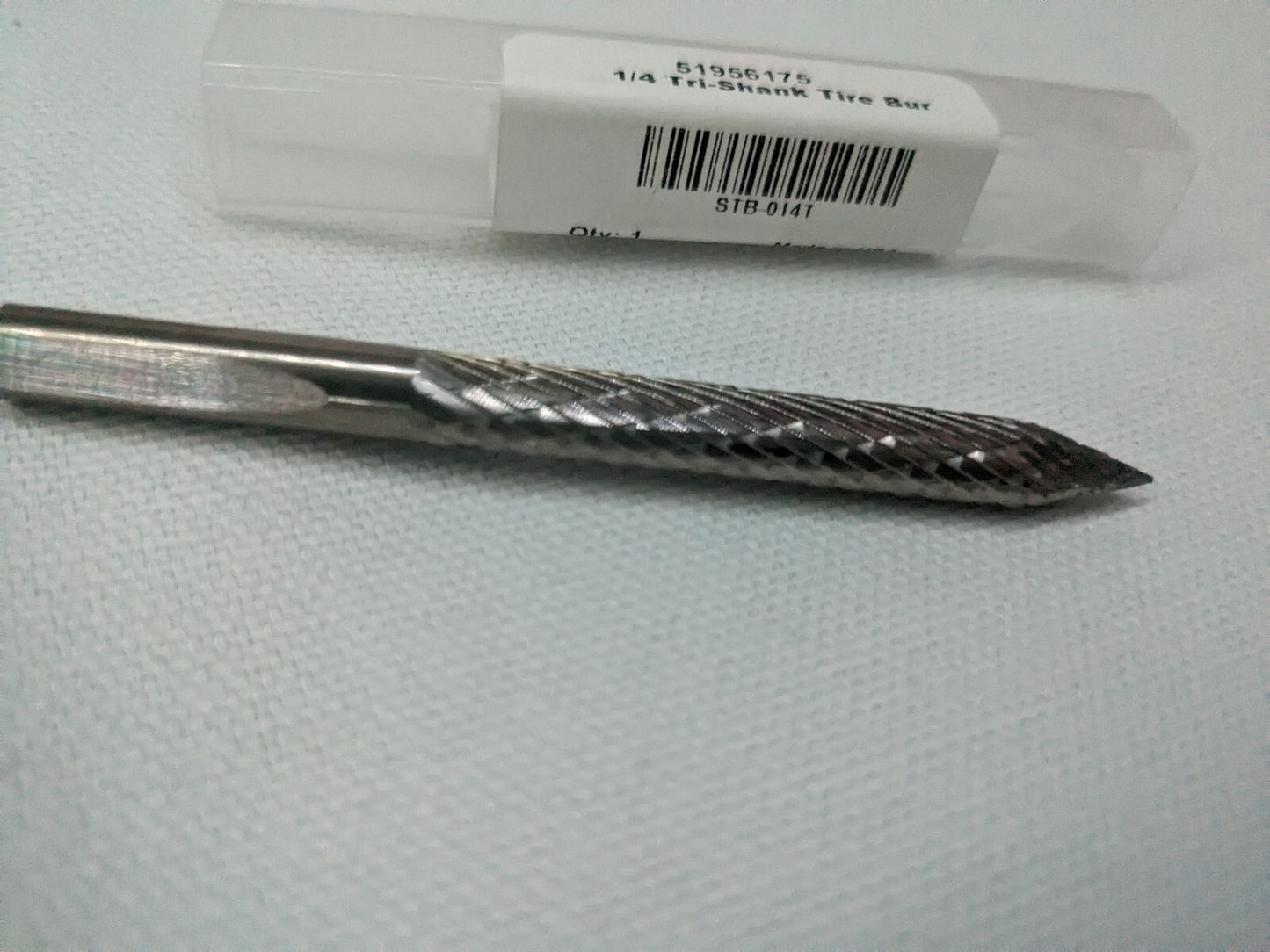 Abrasive Bur: STB-014T, 1/4" Cut Dia, Cylinder with Plunge Point TireSTB-014T