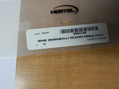 HERTEL  RPHX2006M4EN L7 Carbide Milling Insert 10 Pack